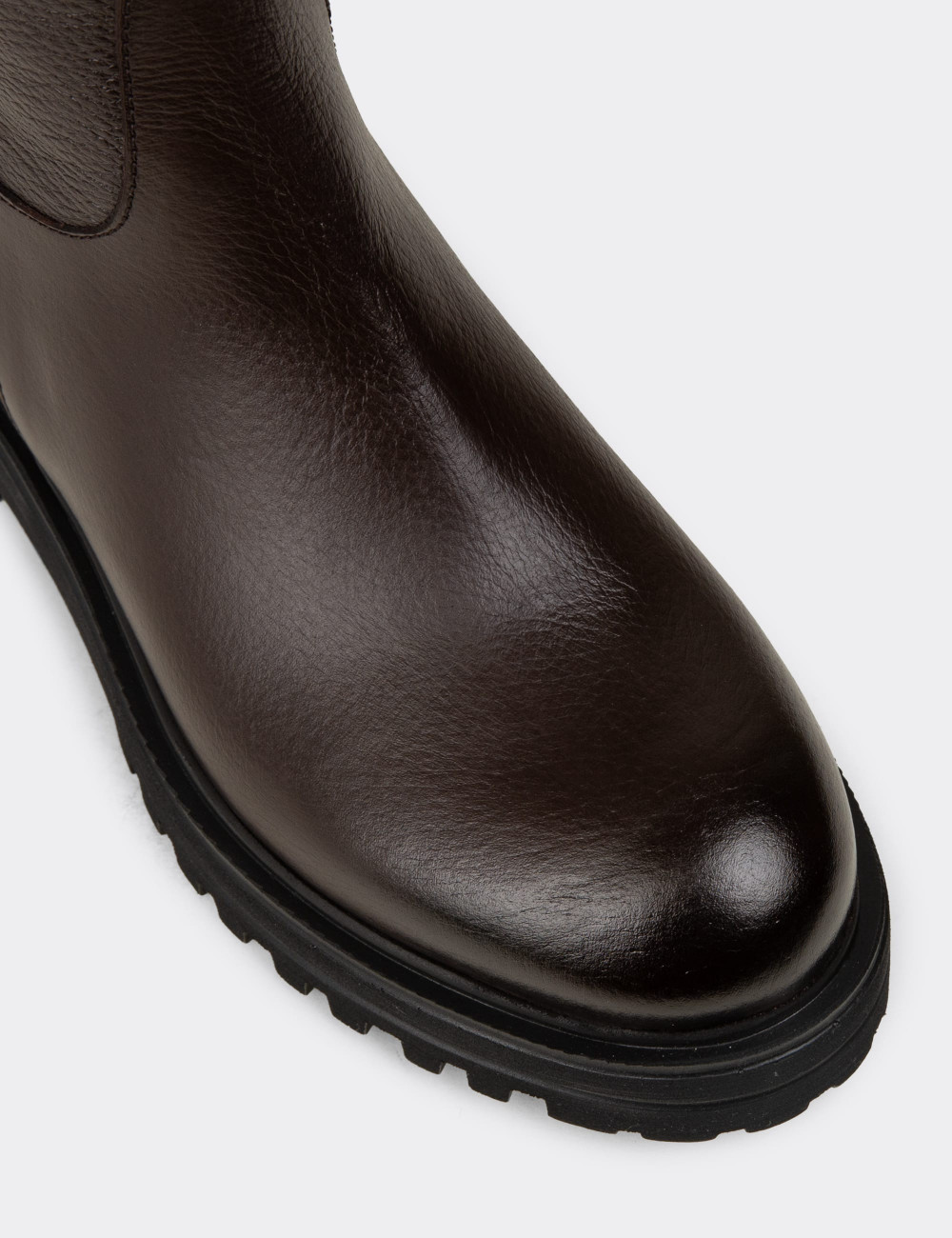 Hakiki Deri Kahverengi Kadın Çizme - 01807ZKHVE01