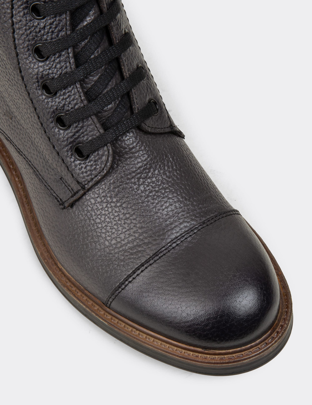 Hakiki Deri Gri Erkek Postal Bot - 01857MGRIC02