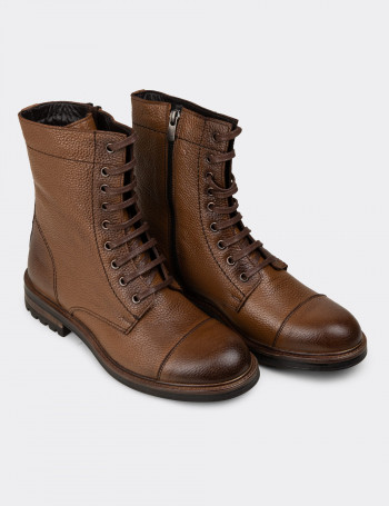 Hakiki Deri Taba Rengi Erkek Postal Bot - 01857MTBAC01