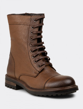 Hakiki Deri Taba Rengi Erkek Postal Bot - 01857MTBAC01