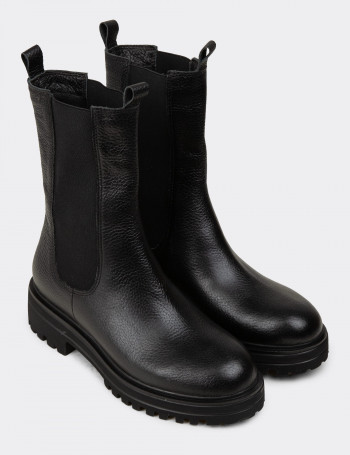 Hakiki Deri Siyah Chelsea Kadın Bot - E2020ZSYHC01