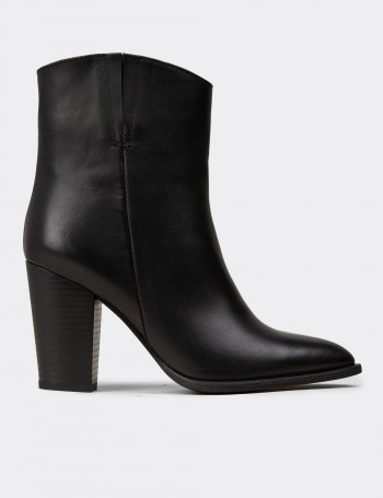 Hakiki Deri Siyah Kadın Bot - E4452ZSYHC01