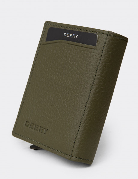 Hakiki Deri Haki Mekanizmalı Dikey Erkek Cüzdanı
