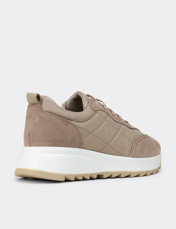 Kadın Hakiki Süet Vizon Rengi Sneaker Ayakkabı - N0915ZVZNC01