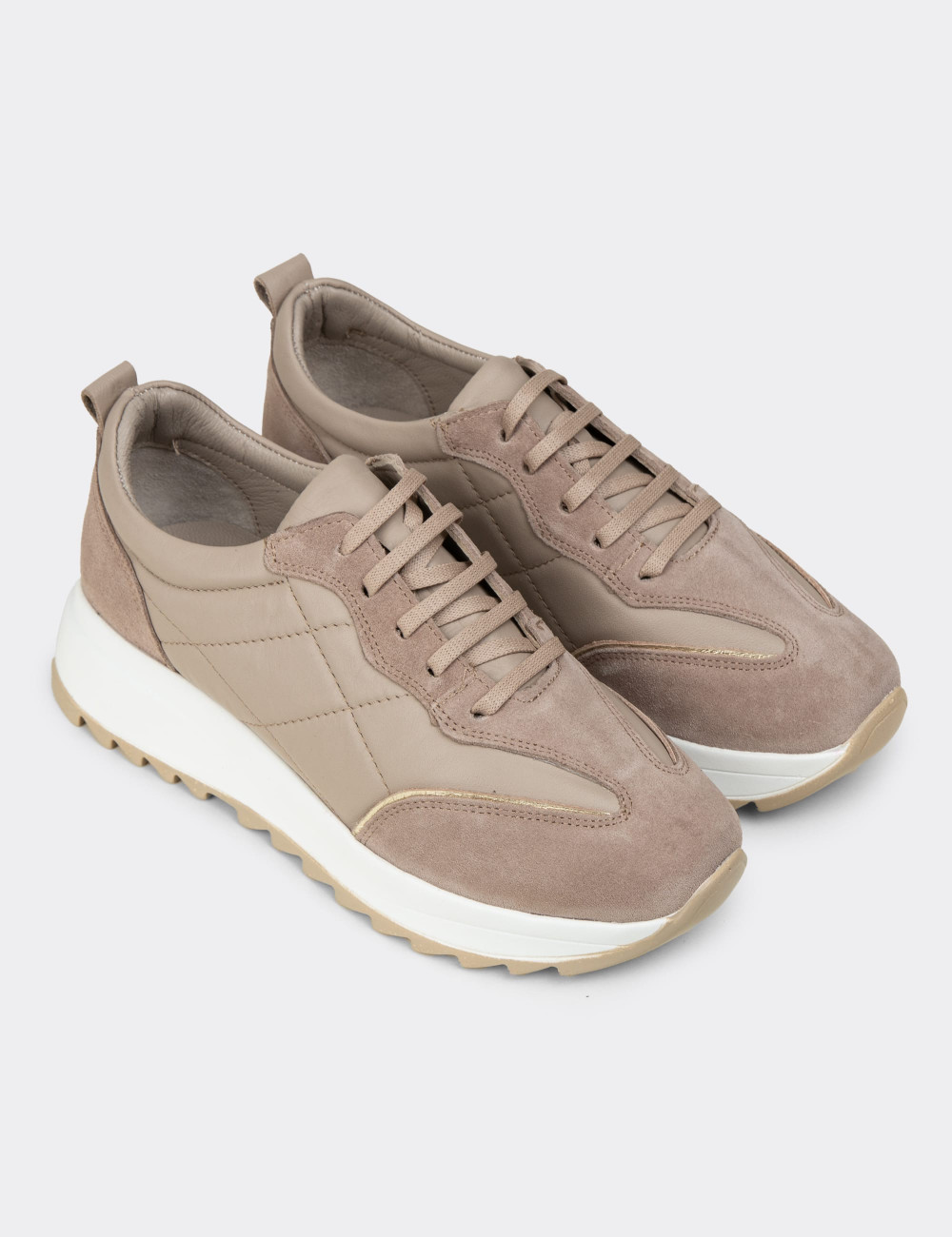 Kadın Hakiki Süet Vizon Rengi Sneaker Ayakkabı - N0915ZVZNC01 Kadın Hakiki Süet Vizon Rengi Sneaker Ayakkabı - N0915ZVZNC01