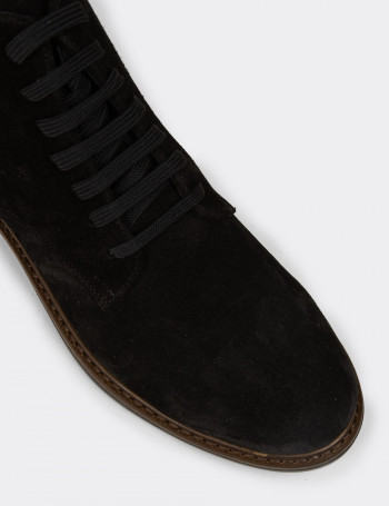 Kadın Hakiki Süet Siyah Bot - N0118ZSYHC01