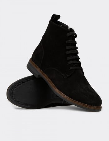 Kadın Hakiki Süet Siyah Bot - N0118ZSYHC01