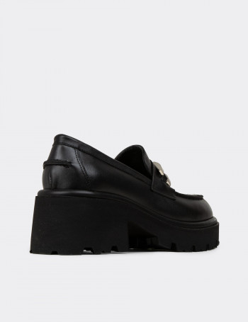 Kadın Hakiki Deri Siyah Platform Makosen - 82412ZSYHC01