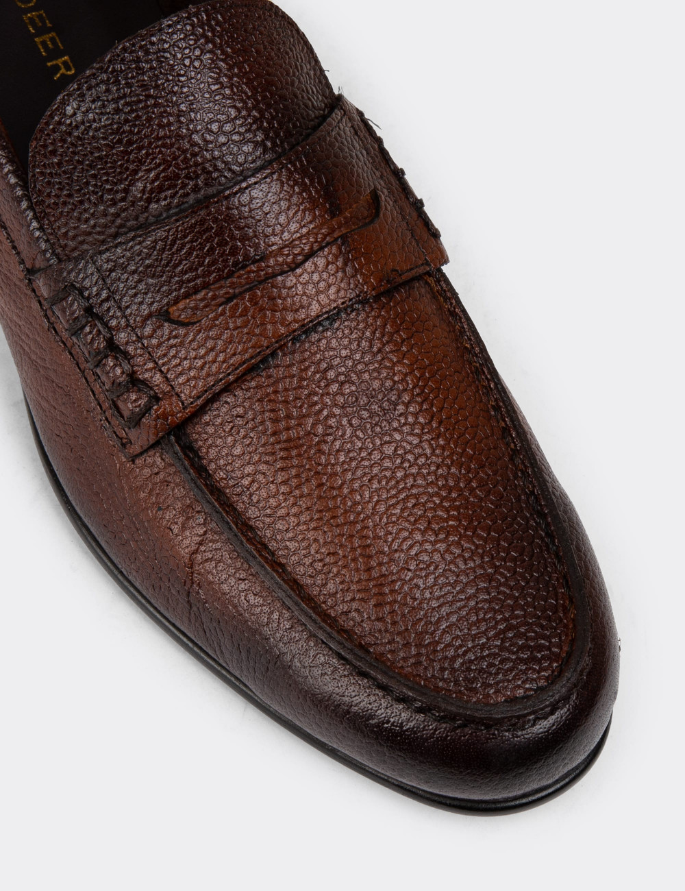 Erkek Hakiki Deri Taba Renk Vintage Loafer - 01978MTBAC09 Erkek Hakiki Deri Taba Renk Vintage Loafer - 01978MTBAC09