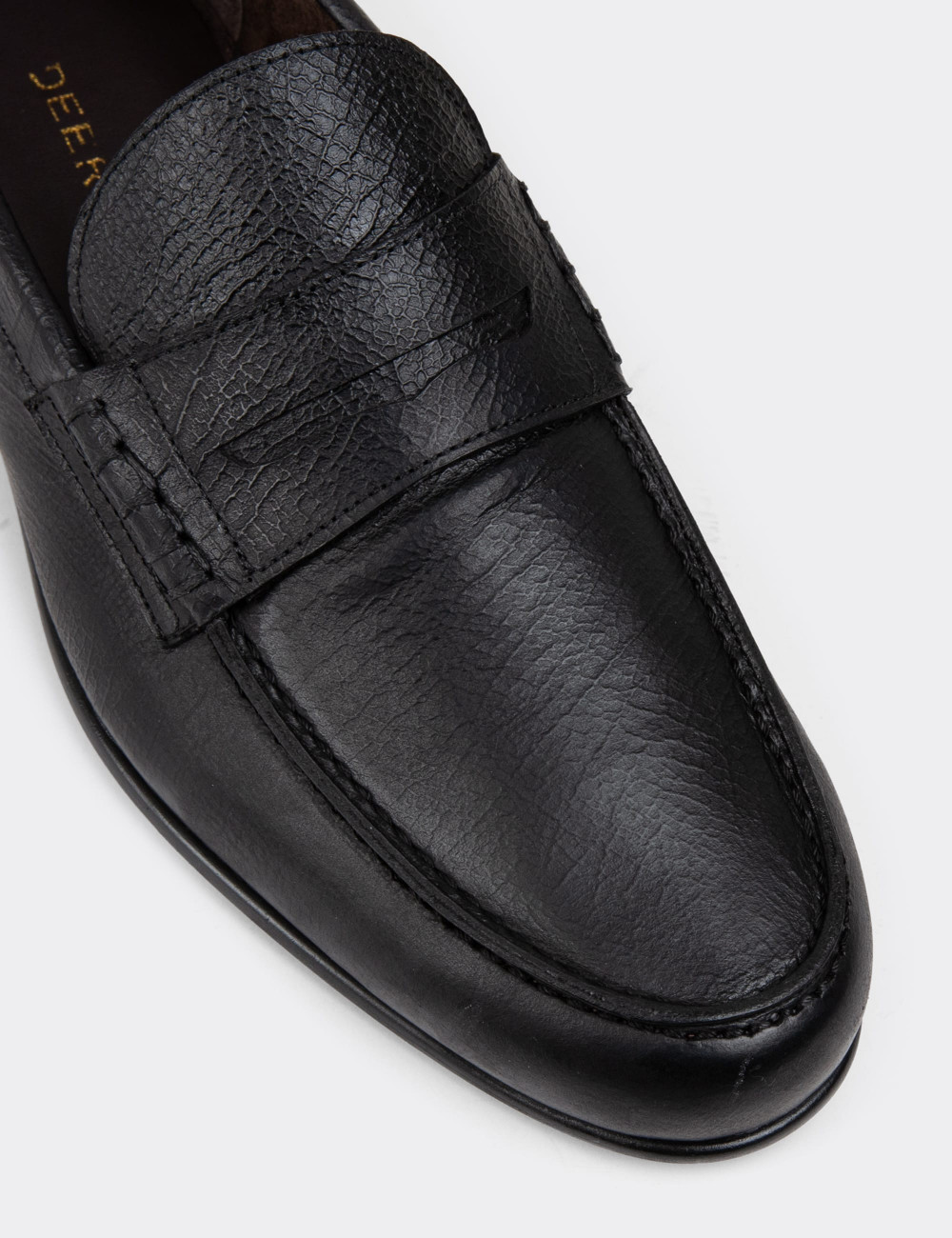 Erkek Vintage Mat Siyah Hakiki Deri Loafer - 01978MSYHC11