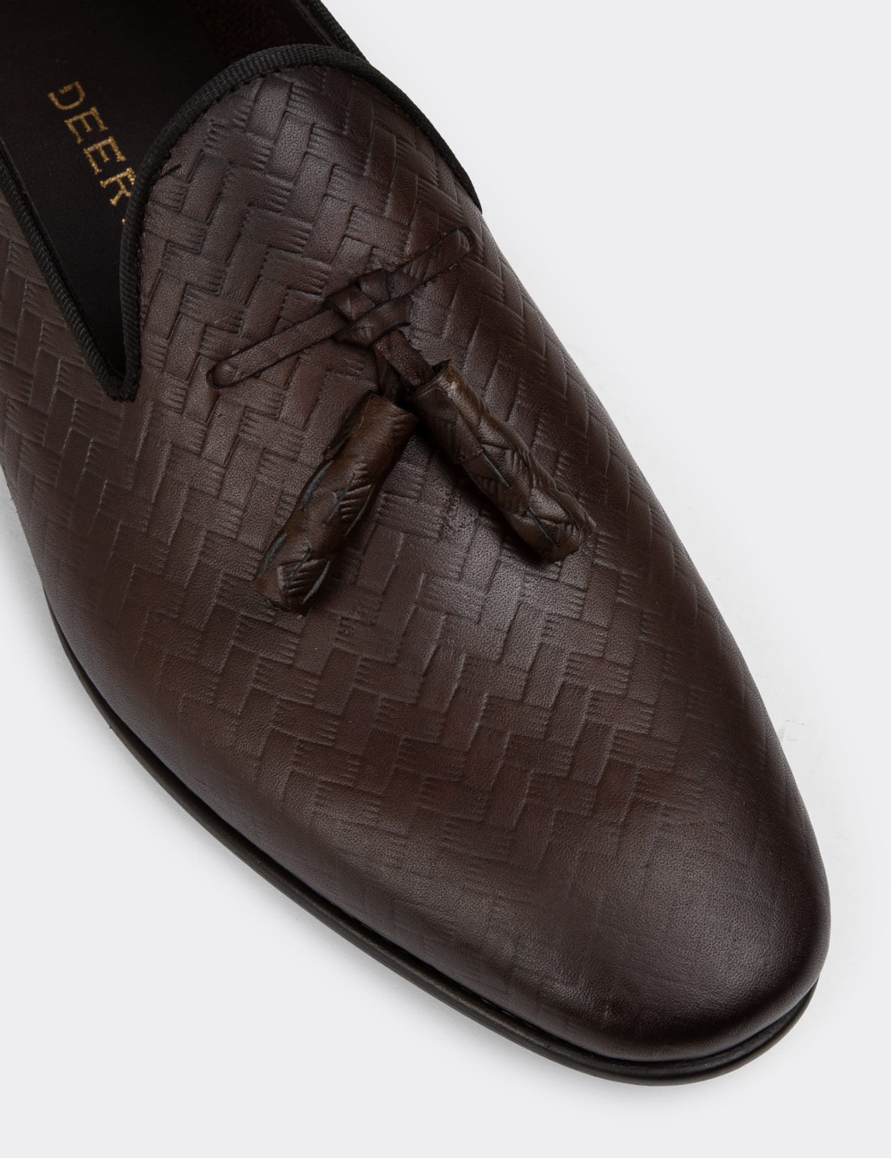 Erkek Kahverengi Hakiki Deri Püsküllü Loafer - 01702MKHVC26 Erkek Kahverengi Hakiki Deri Püsküllü Loafer - 01702MKHVC26