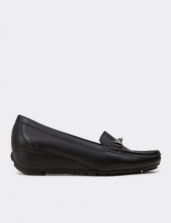 Kadın Hakiki Deri Siyah Günlük Ayakkabı