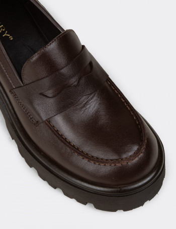 Kadın Hakiki Deri Kahverengi Platform Makosen - 82413ZKHVC01