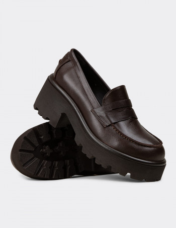 Kadın Hakiki Deri Kahverengi Platform Makosen - 82413ZKHVC01