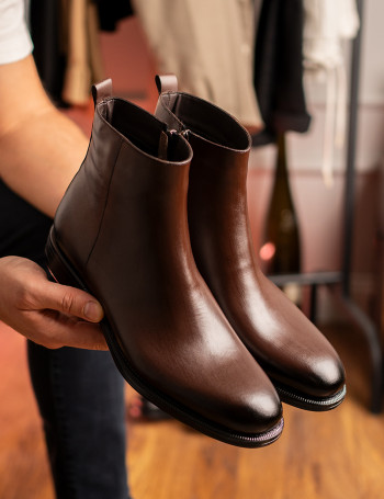 Hakiki Deri Kahverengi Erkek Bot - 01921MKHVC01