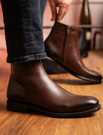 Hakiki Deri Kahverengi Erkek Bot - 01921MKHVC01