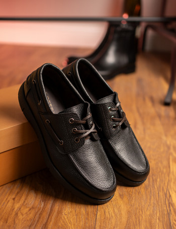 Hakiki Deri Siyah Günlük Erkek Ayakkabı - 01941MSYHC01