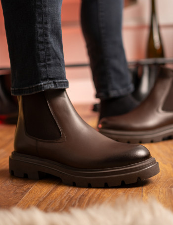 Hakiki Deri Kahverengi Erkek Chelsea Bot - 01982MKHVE01