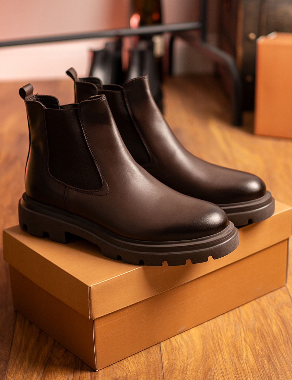 Hakiki Deri Kahverengi Erkek Chelsea Bot - 01982MKHVE01