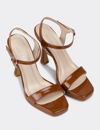 Kadın Rugan Taba Abiye Ayakkabı - SM198ZTBAM01