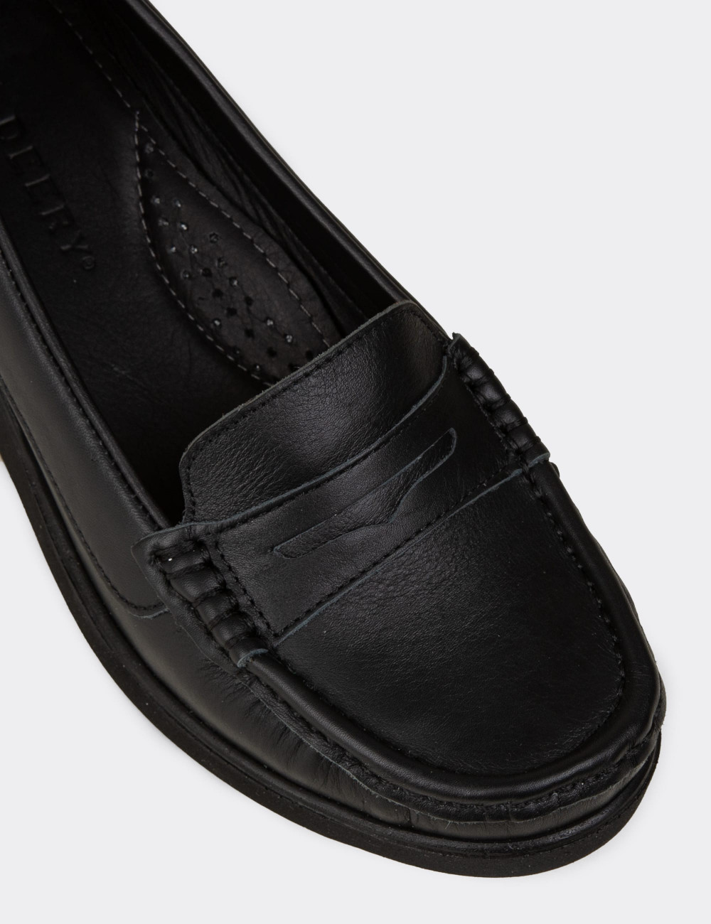 Kadın Siyah Hakiki Deri Dolgu Topuklu Ayakkabı - DLV01ZSYHC03