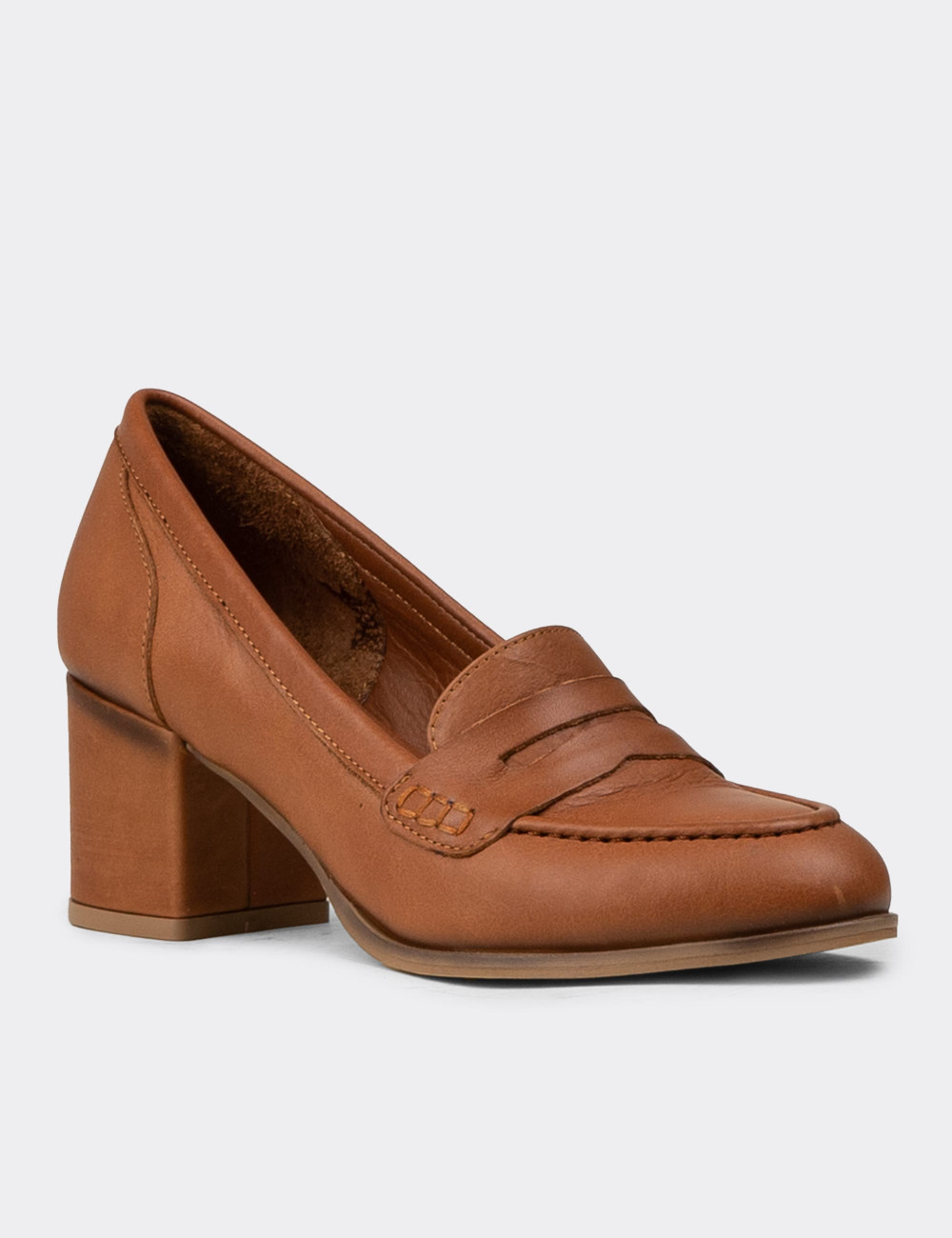 Kadın Hakiki Deri Taba Rengi Topuklu Makosen - A3440ZTBAM01