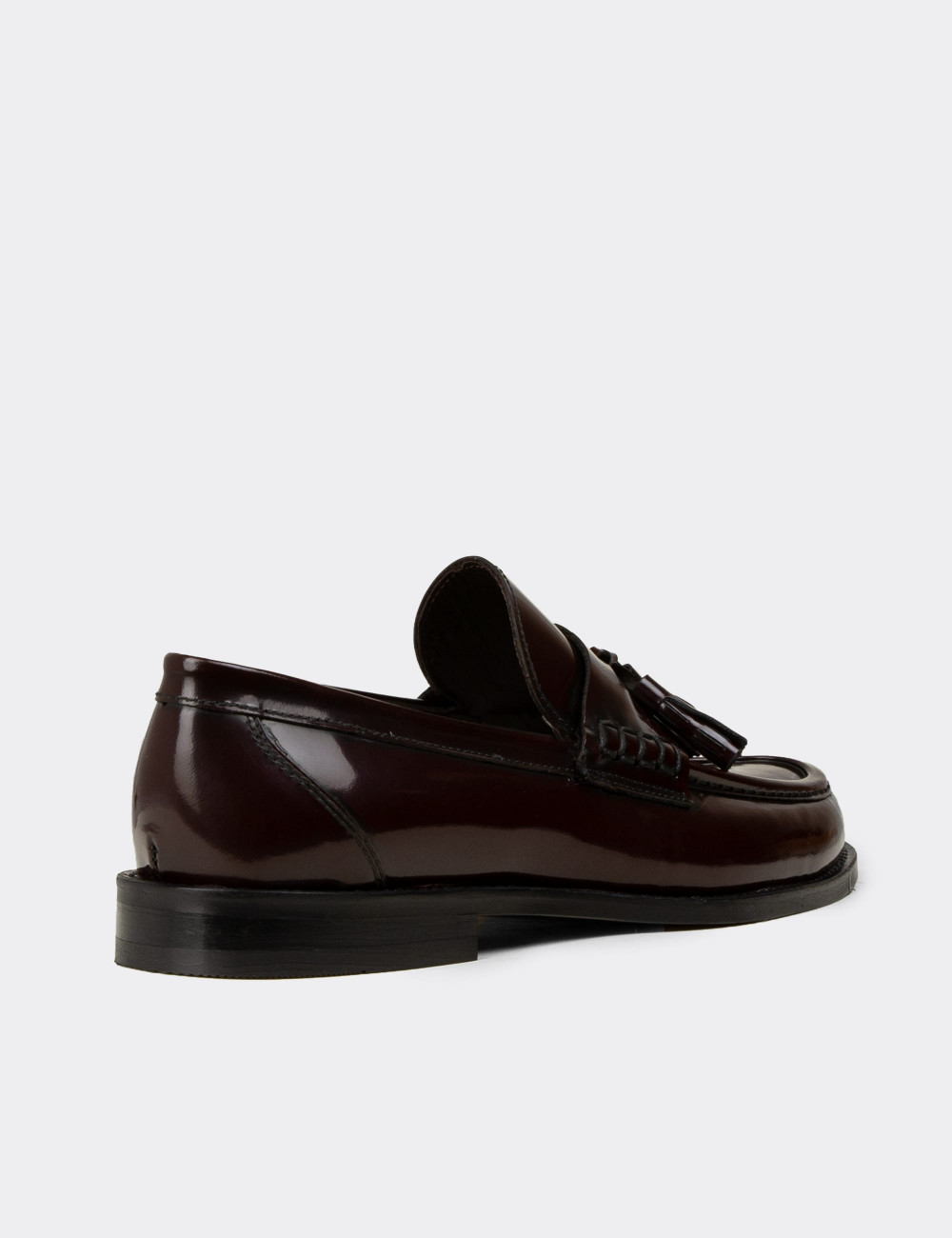 Erkek Bordo Hakiki Deri Püsküllü Makosen - 02001MBRDM01