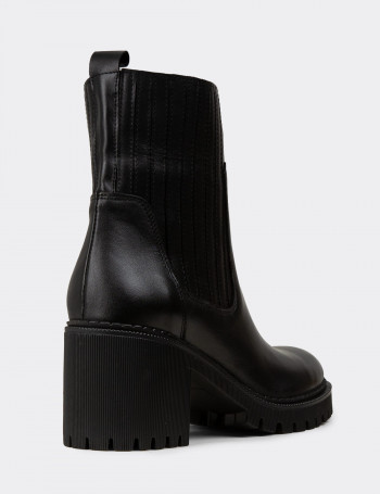 Kadın Hakiki Deri Siyah Bot - 61976ZSYHC01