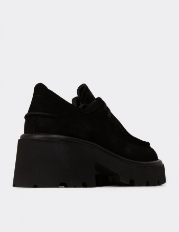 Kadın Hakiki Süet Siyah Günlük Ayakkabı - 42411ZSYHC01