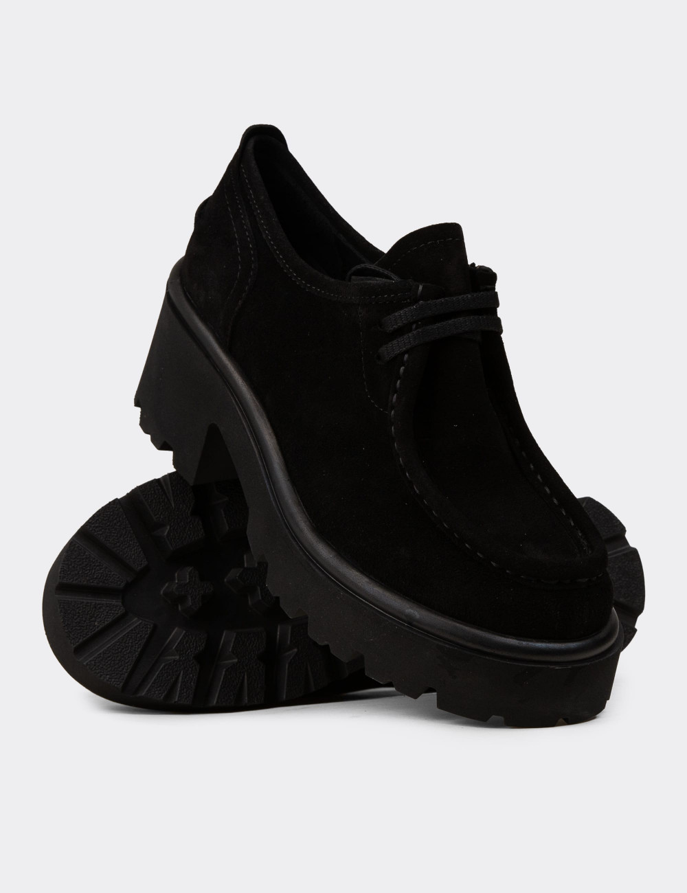 Kadın Hakiki Süet Siyah Günlük Ayakkabı - 42411ZSYHC01