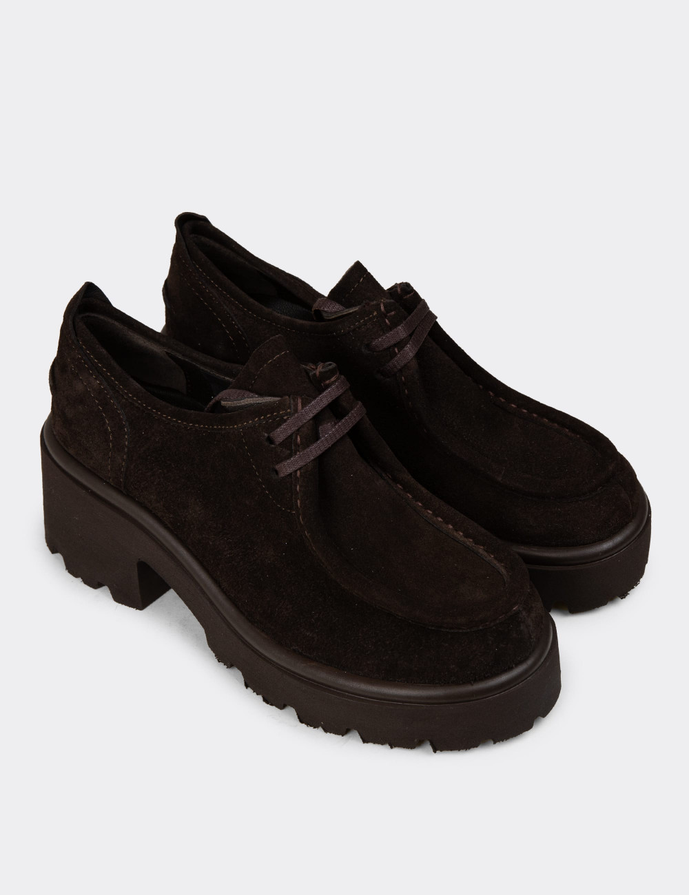 Kadın Hakiki Süet Kahverengi Günlük Ayakkabı - 42411ZKHVC01