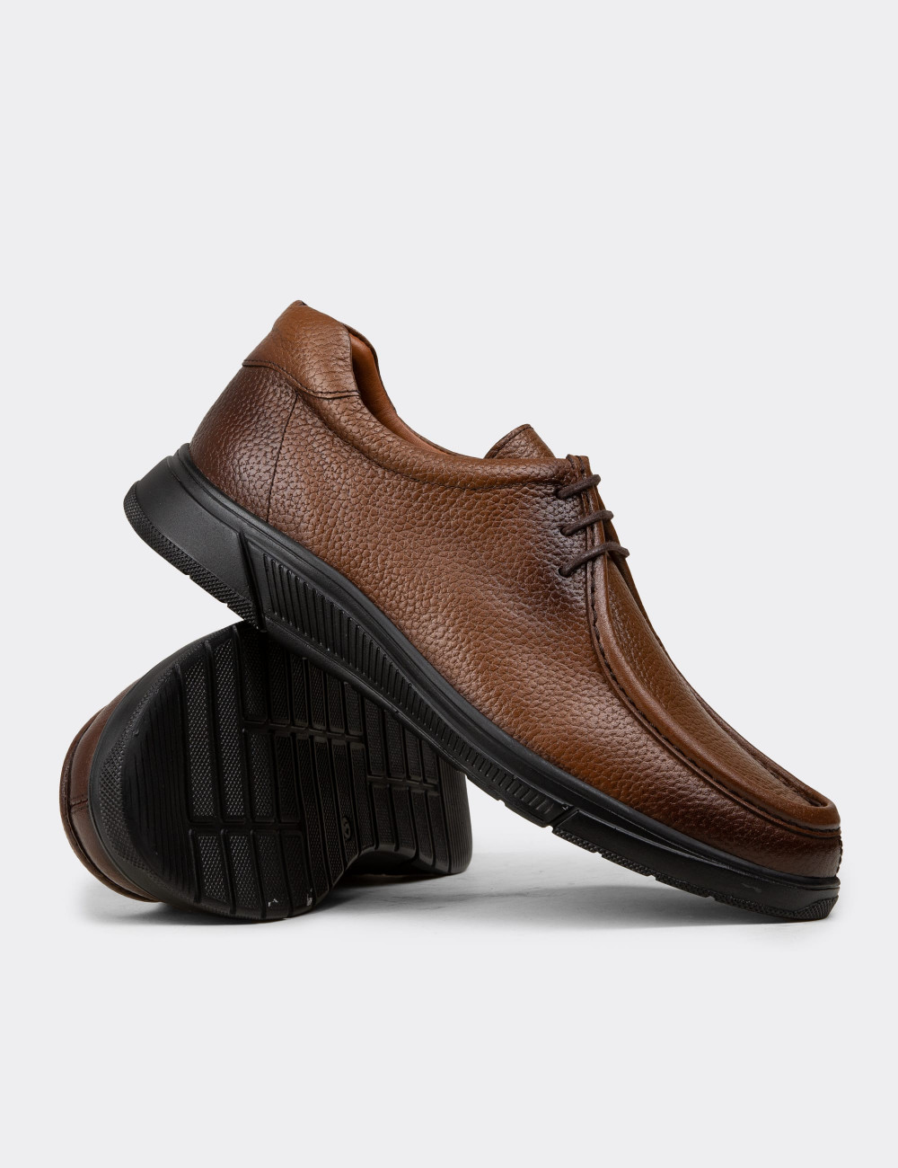 Erkek Taba Renk Hakiki Deri Günlük Ayakkabı - 02003MTBAE01