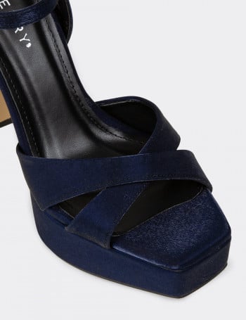 Kadın Lacivert Abiye Platform Topuk Ayakkabı - SM210ZLCVM01
