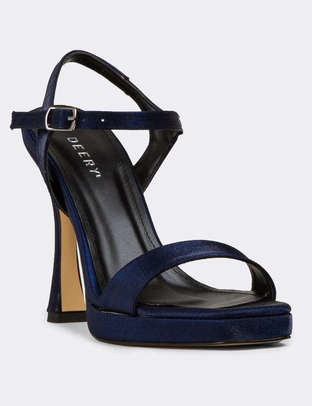 Kadın Lacivert Saten Abiye Ayakkabı - SM198ZLCVM01