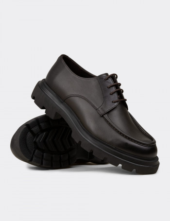 Erkek Haki Renk Hakiki Deri Günlük Ayakkabı - 01981MHAKE01