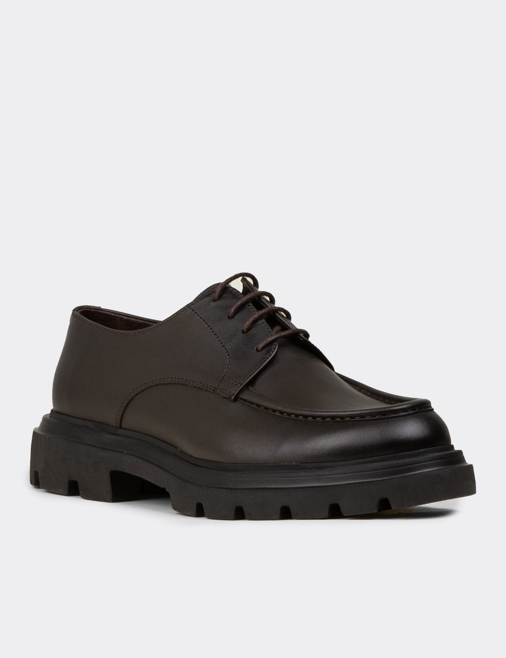 Erkek Haki Renk Hakiki Deri Günlük Ayakkabı - 01981MHAKE01