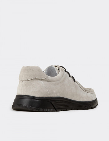 Erkek Hakiki Süet Gri Günlük Ayakkabı - 02003MGRIE01