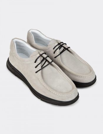 Erkek Hakiki Süet Gri Günlük Ayakkabı - 02003MGRIE01