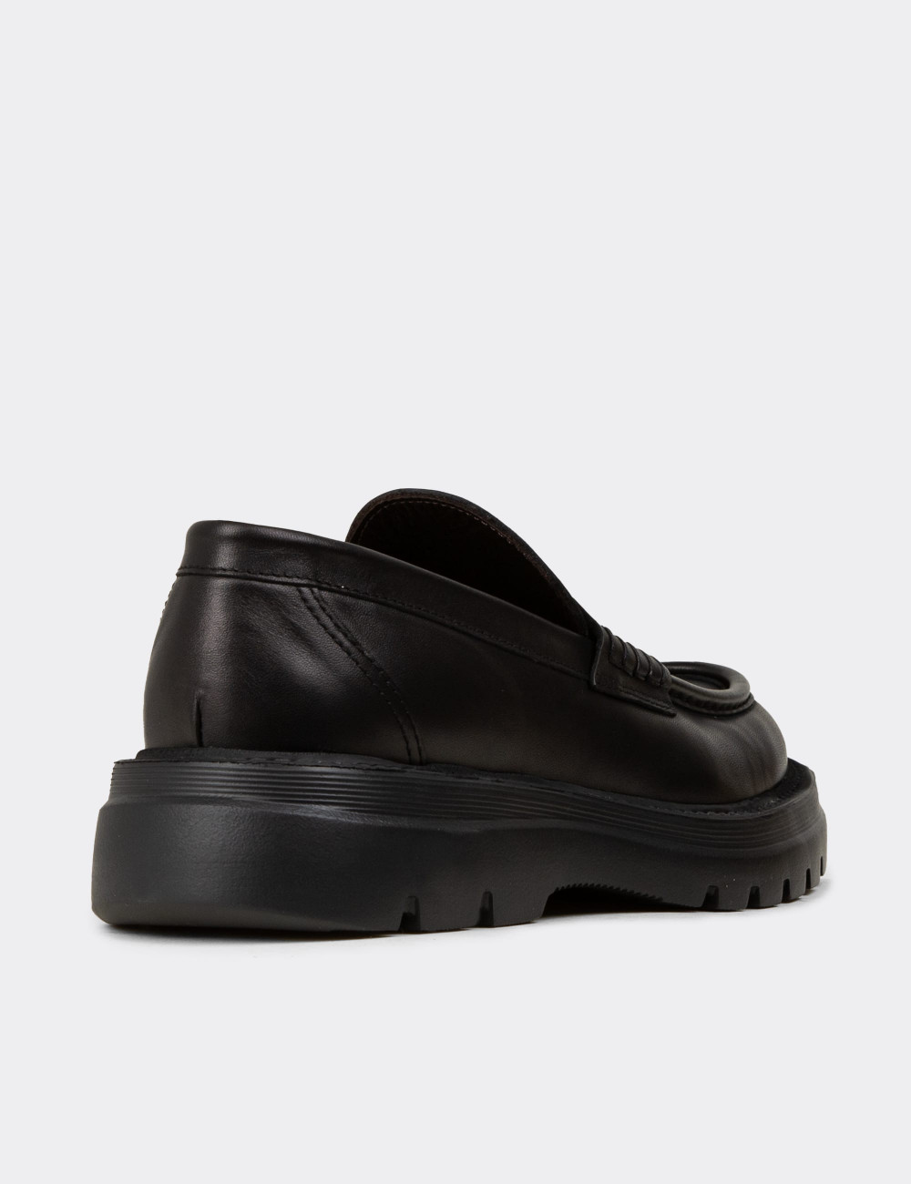 Erkek Hakiki Deri Siyah Loafer Ayakkabı - 02006MSYHE01
