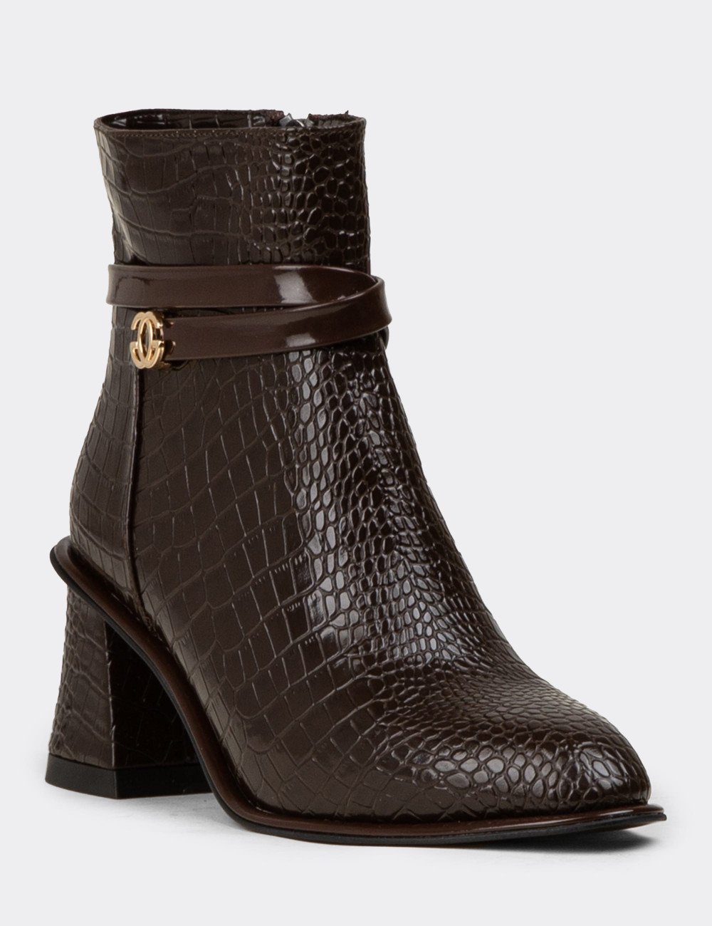 Kadın Kahverengi Kroko Desen Bot - K1324ZKHVC01