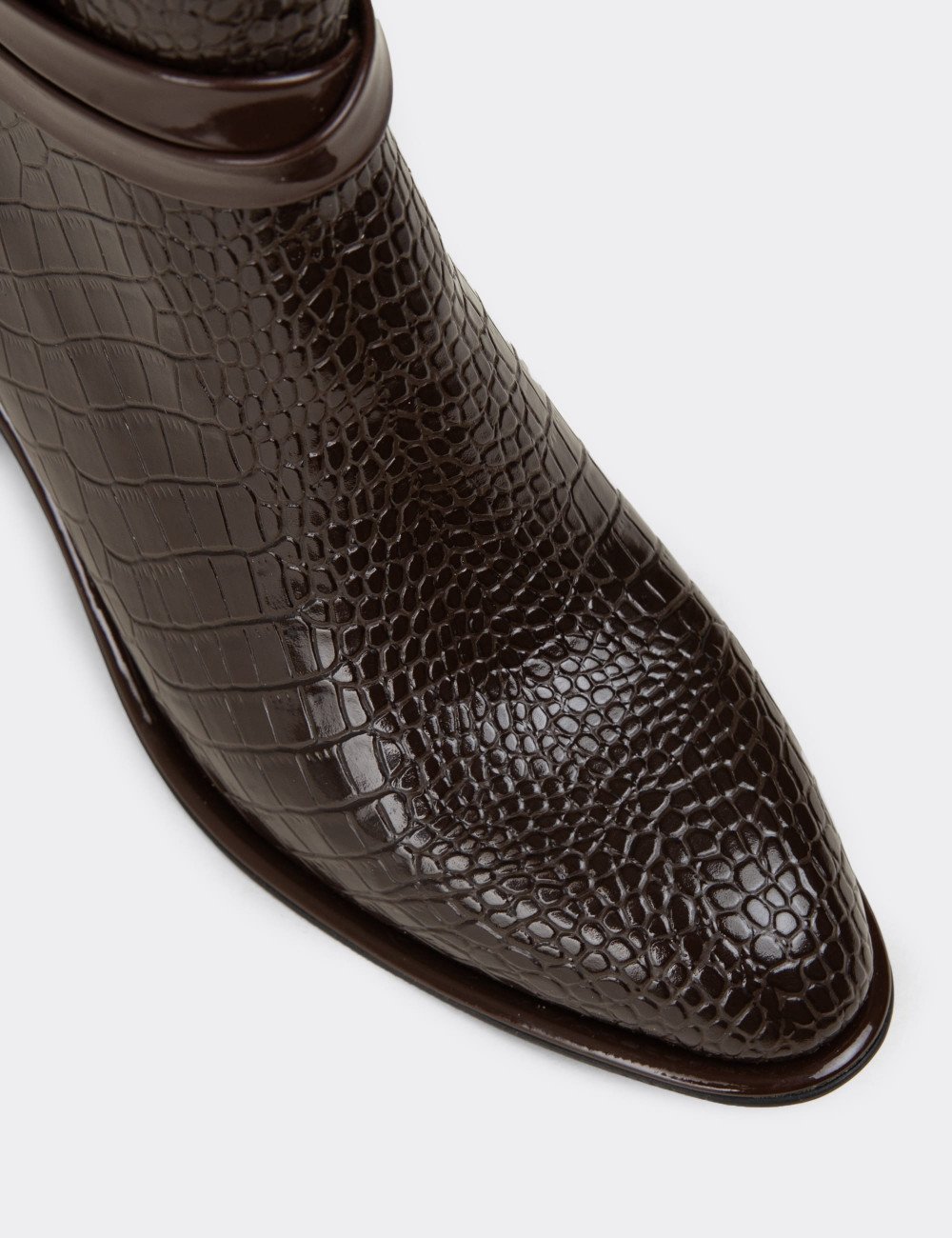 Kadın Kahverengi Kroko Desen Bot - K1324ZKHVC01