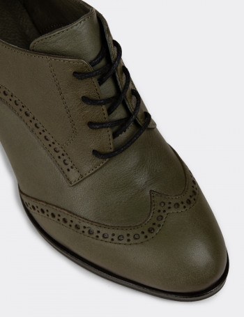 Kadın Hakiki Deri Yeşil Günlük Topuklu Ayakkabı - A3441ZYSLM01