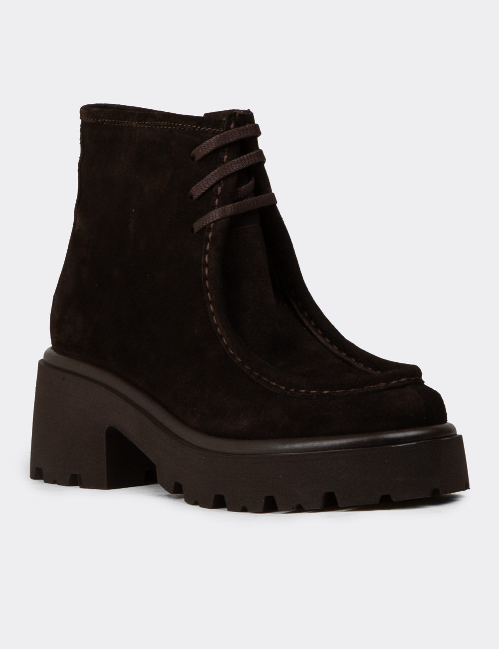 Kadın Hakiki Süet Kahverengi Bot - 22313ZKHVC01