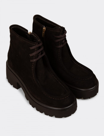 Kadın Hakiki Süet Kahverengi Bot - 22313ZKHVC01