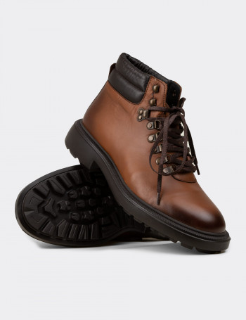 Erkek Taba Rengi Hakiki Deri Bot - 01923MTBAE01