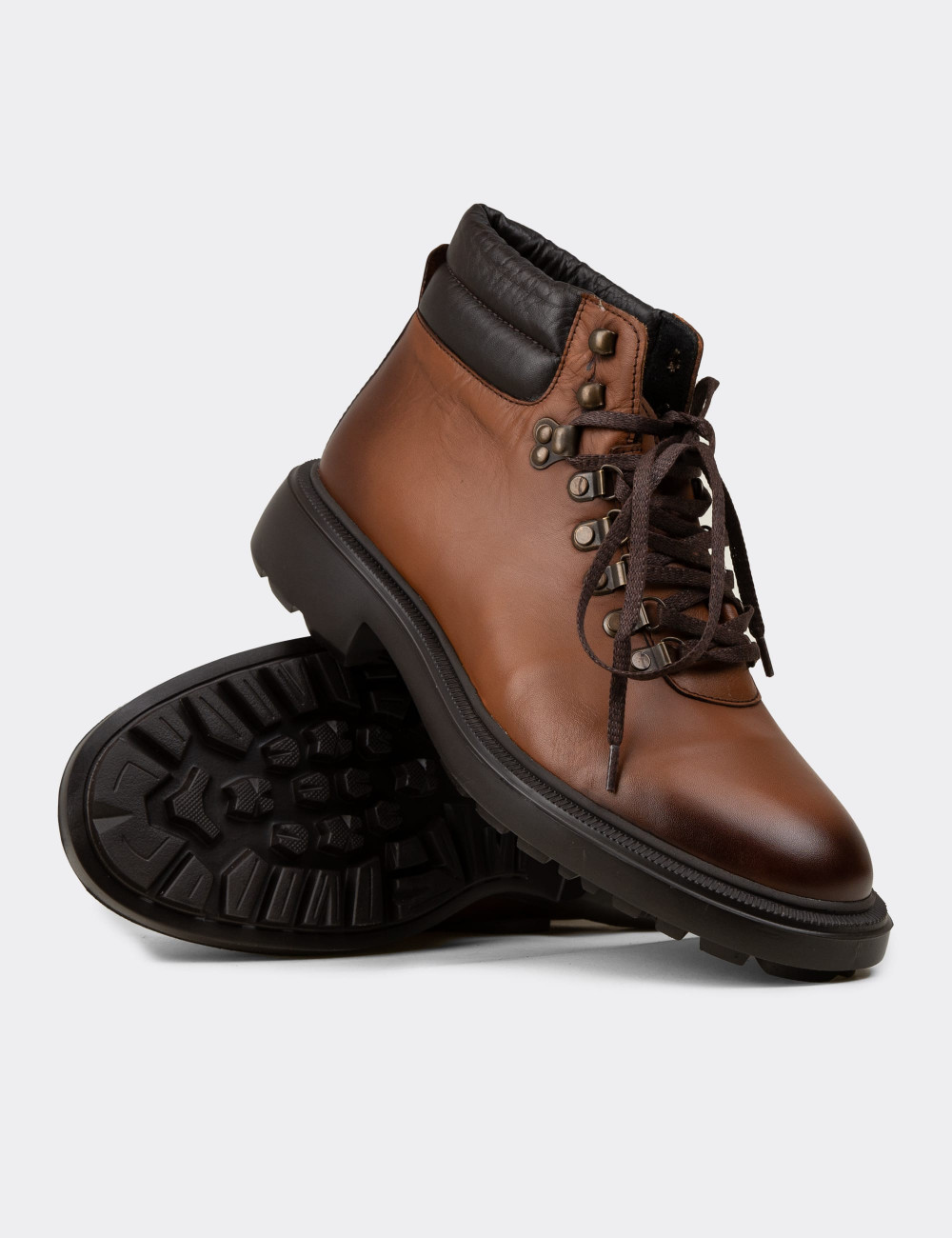 Erkek Taba Rengi Hakiki Deri Bot - 01923MTBAE01