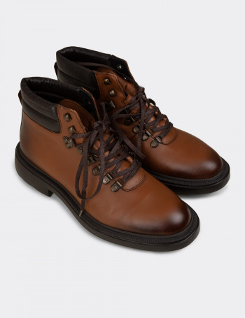 Erkek Taba Rengi Hakiki Deri Bot - 01923MTBAE01