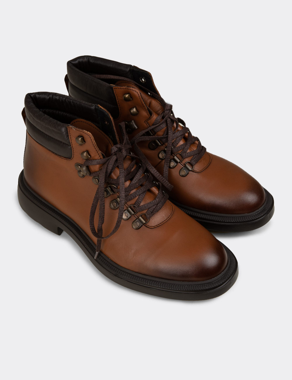 Erkek Taba Rengi Hakiki Deri Bot - 01923MTBAE01