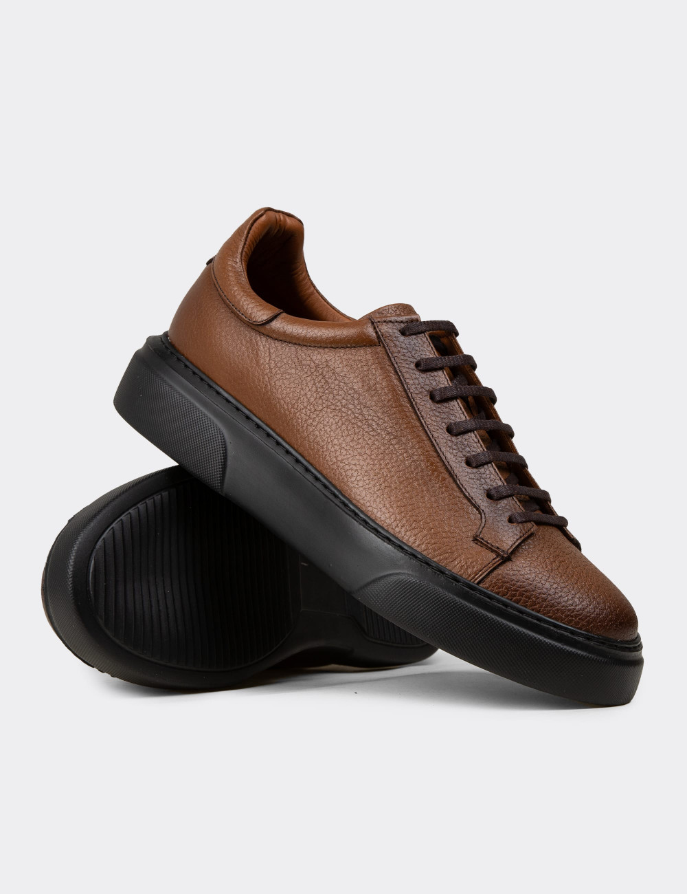 Erkek Hakiki Deri Taba Renk Sneaker Ayakkabı - M2501MTBAP04