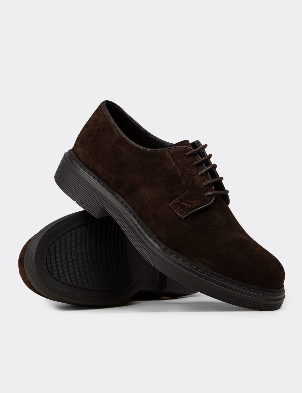 Erkek Kahverengi Hakiki Süet Günlük Ayakkabı - 02011MKHVC01